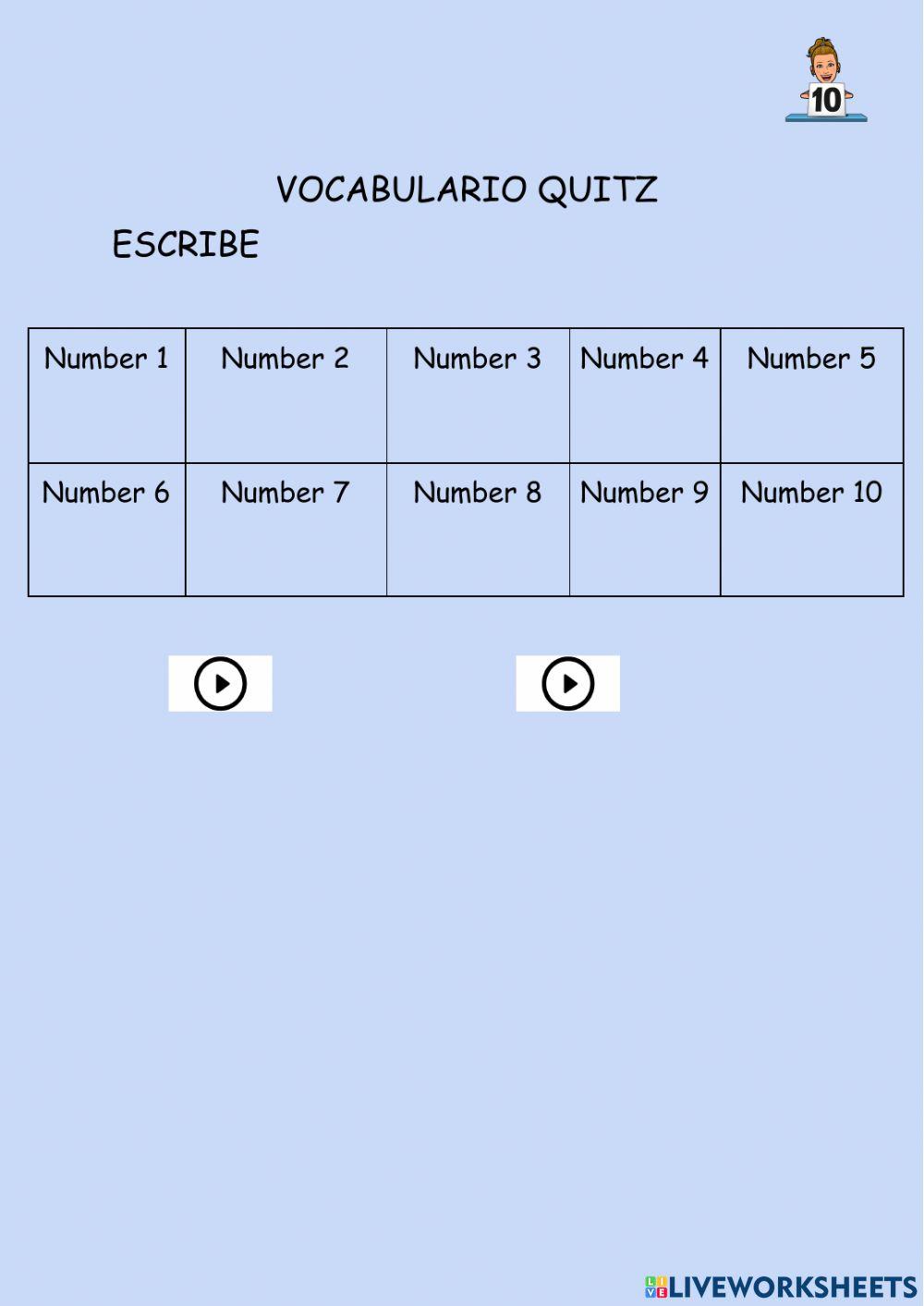 VOCABULARIO QUITZ 5 Tiger Time