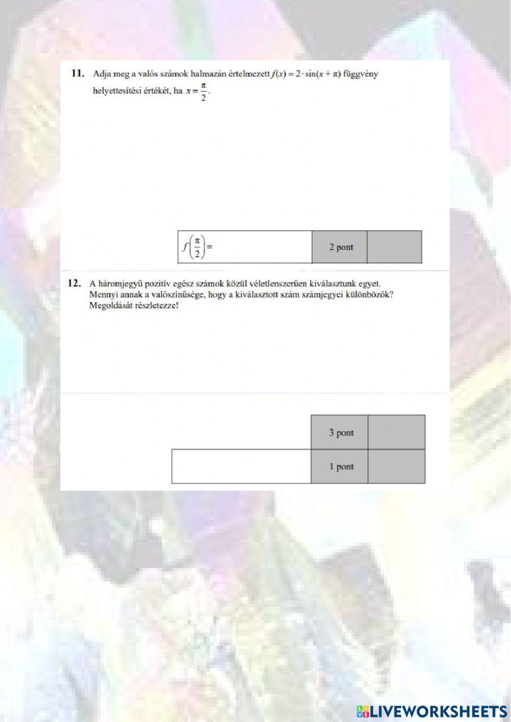 Érettségi gyakorló