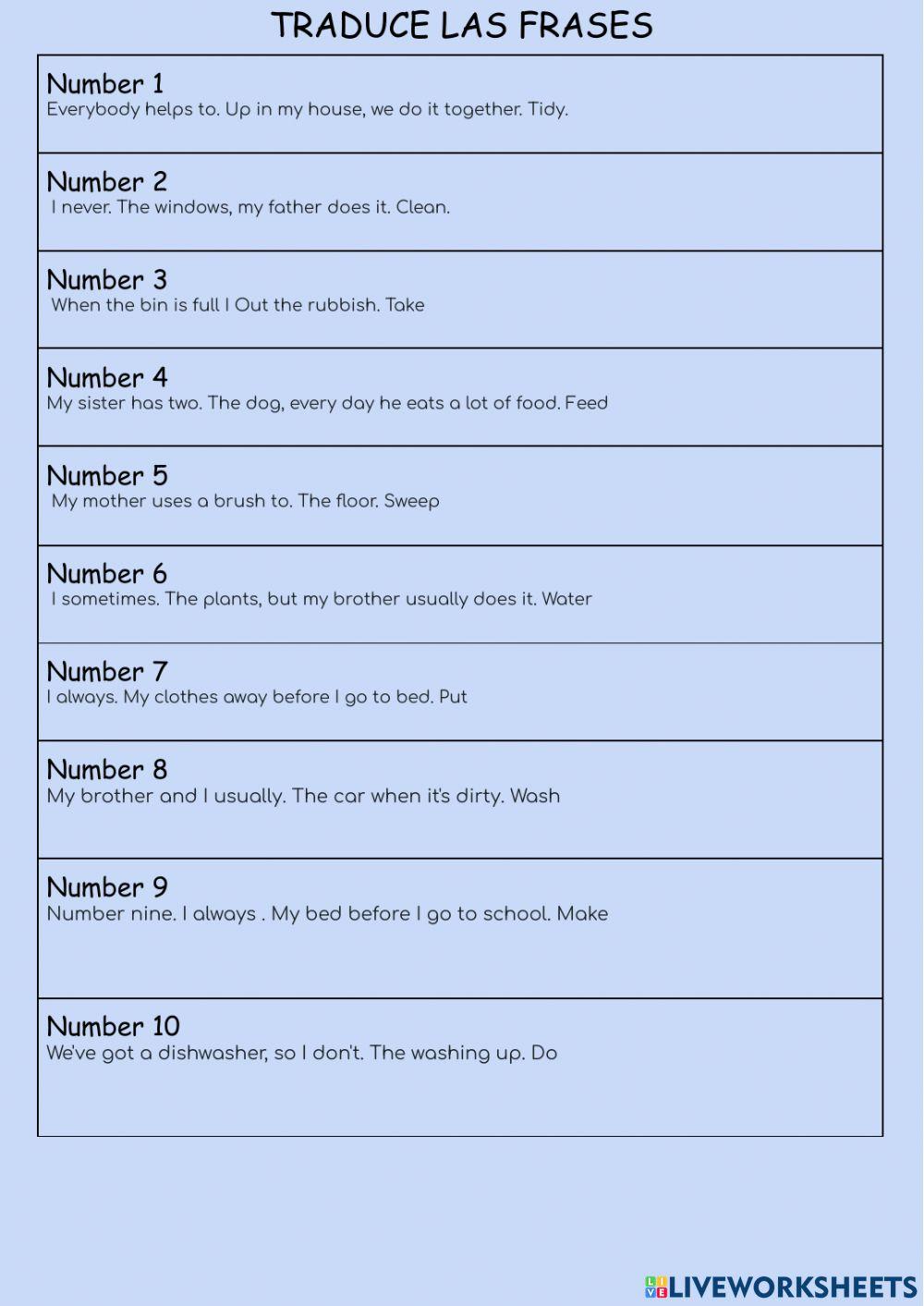 VOCABULARIO QUITZ 6 Tiger Time