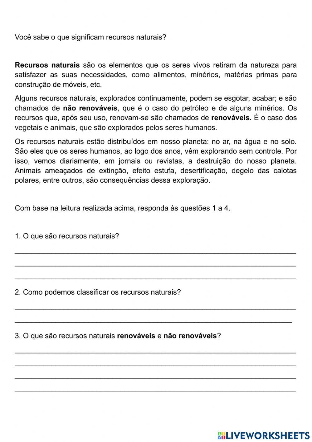 Recursos naturais do planeta