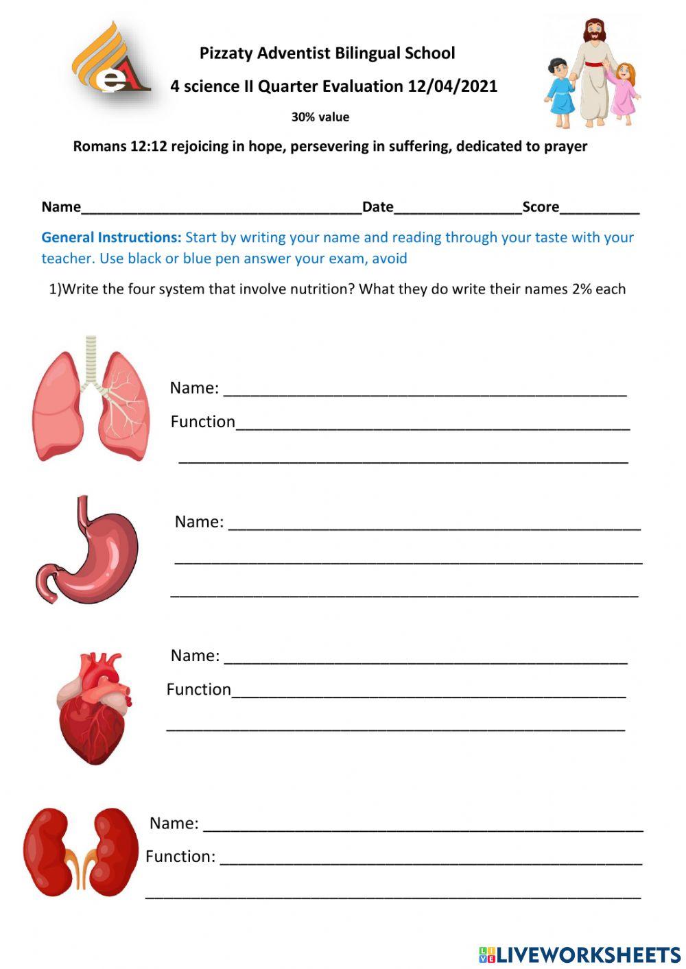 4th grade Science Evaluation