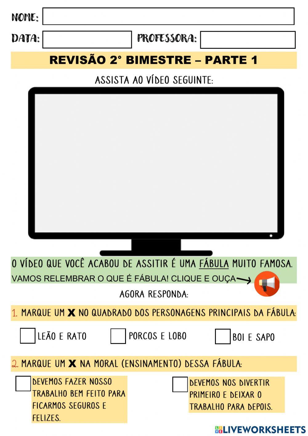 Atividades de revisão - 2° bimestre - parte 1