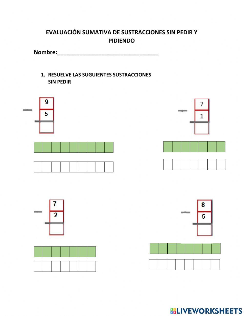 Sustracciones sin pedir