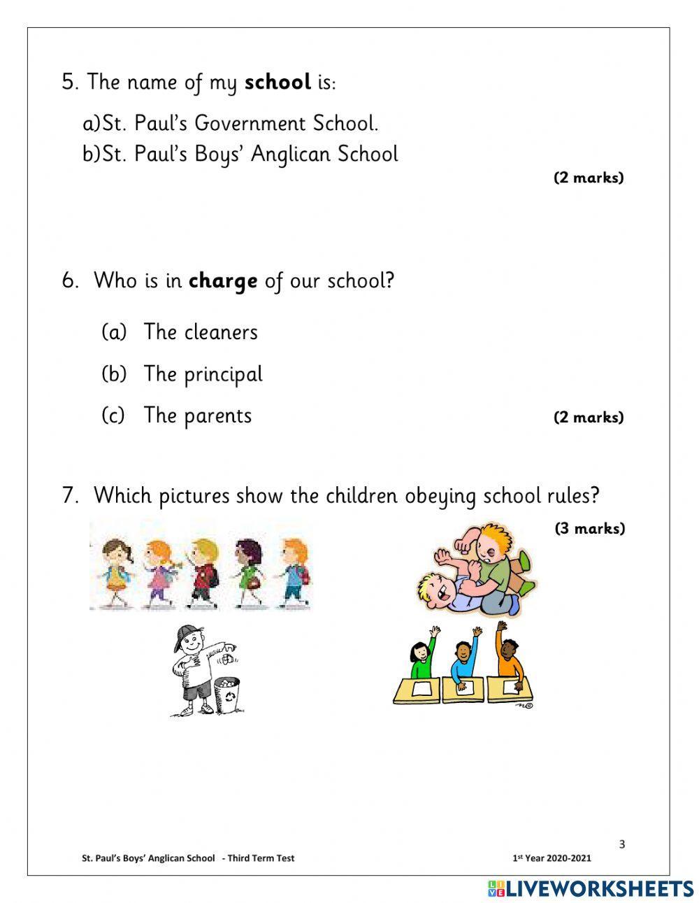 Social Studies End of Term Test Term 3- 2021