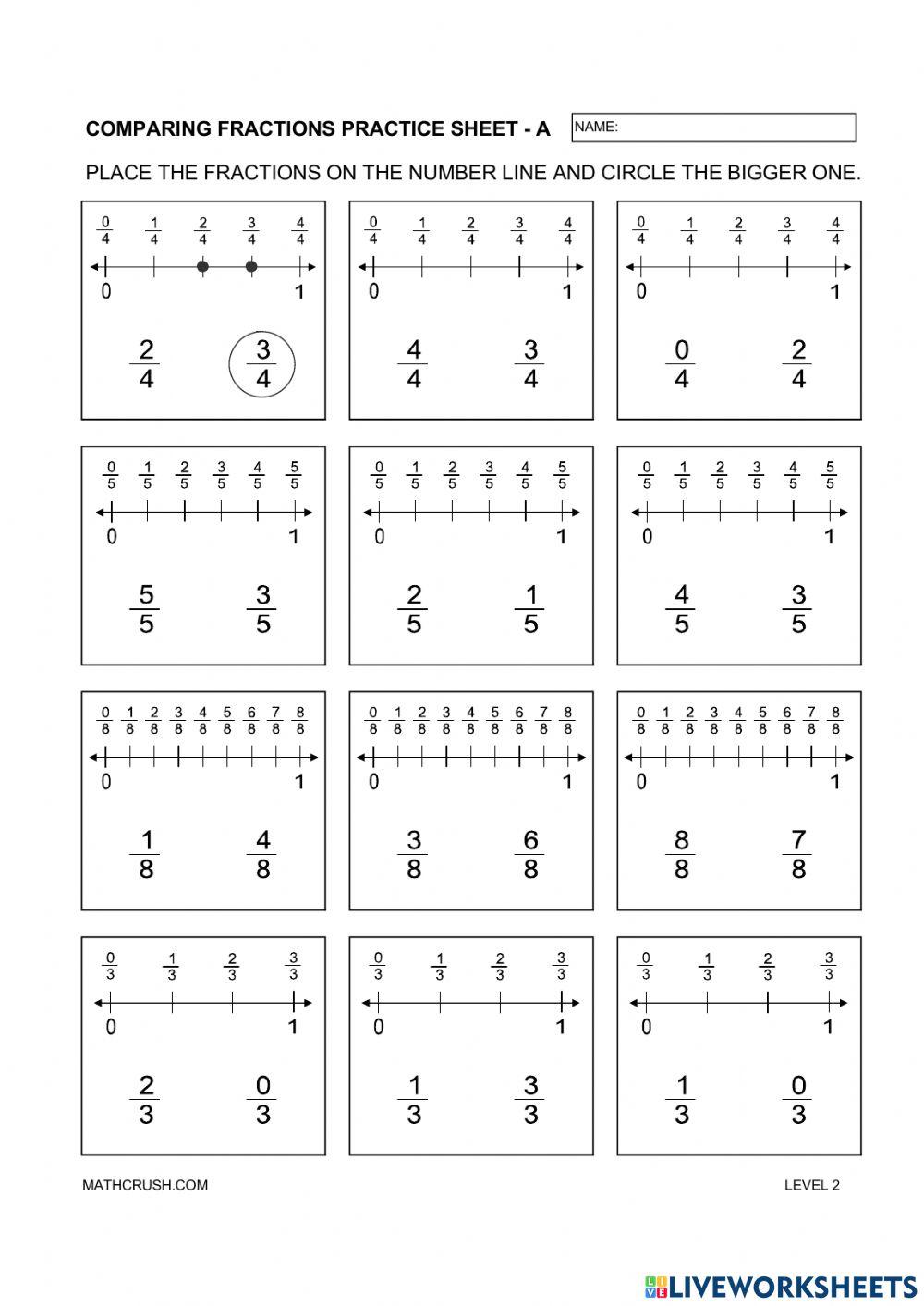Порівняння дробів з однаковими знаменниками