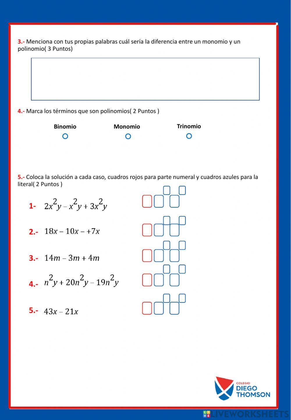 Examen junio 6to Álgebra