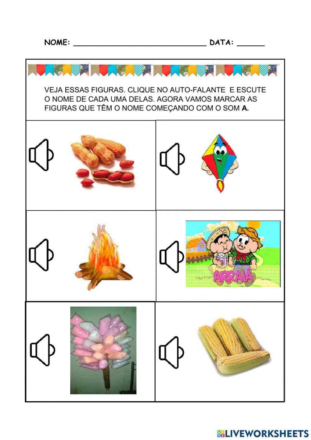 Marque as figuras que começam com a letra A