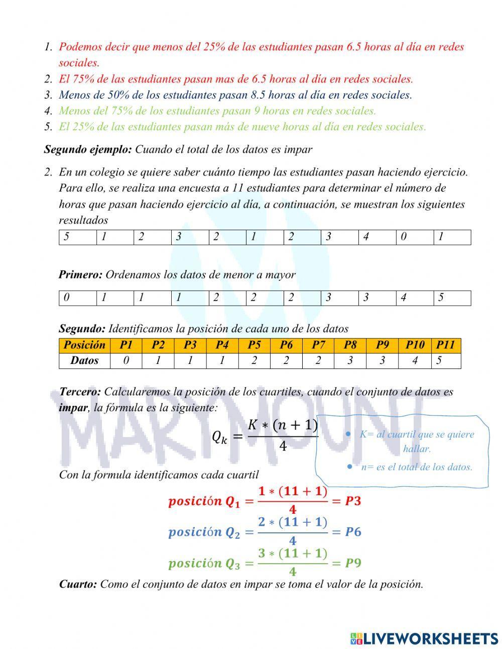 Cuartiles en datos no agrupados