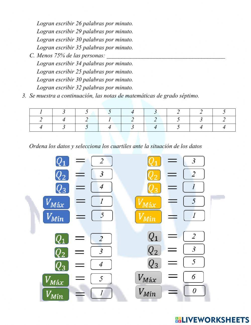 Cuartiles en datos no agrupados