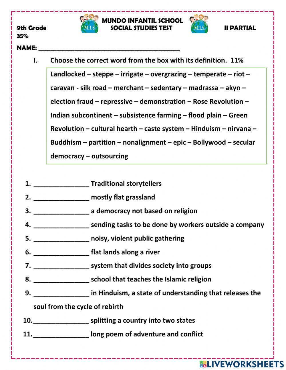 Social studies online exercise for 9TH GRADE | Live Worksheets social-studies-online-exercise-for-9th-grade-live-worksheets