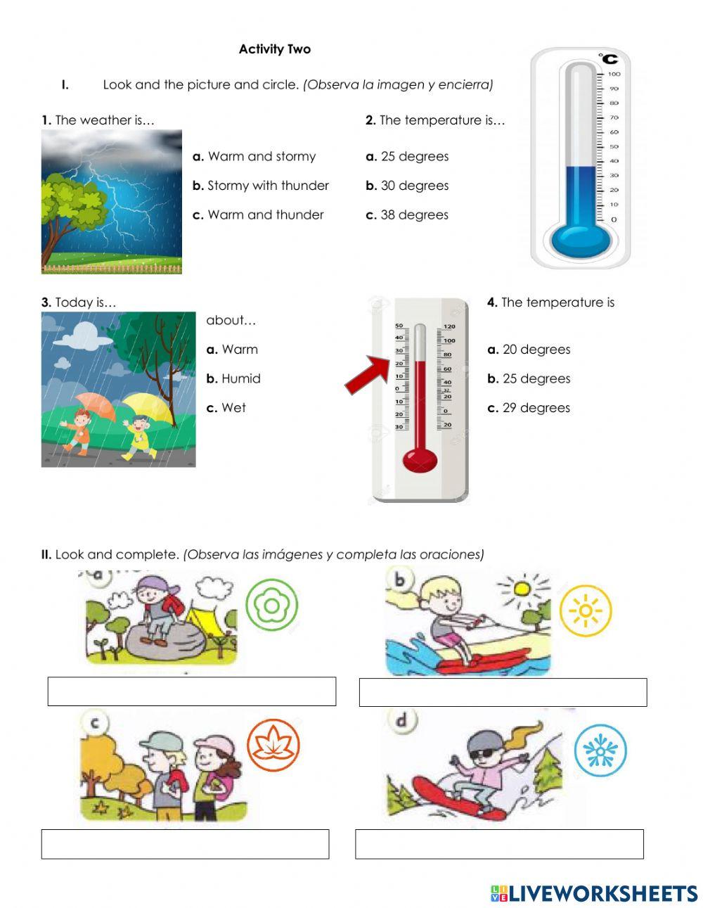 Weather, activities and seasons
