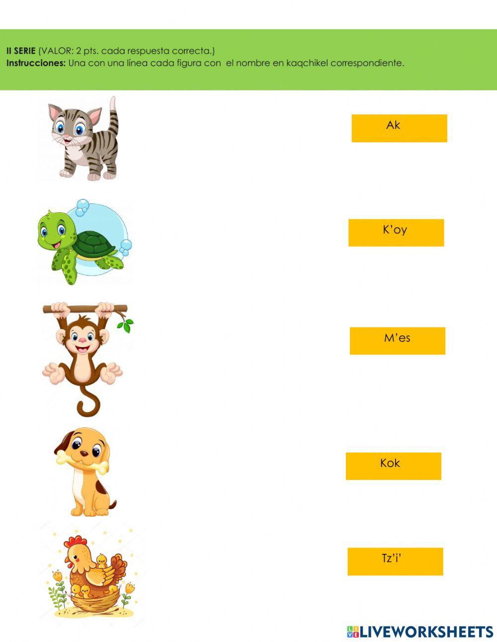 Los animales en kaqchikel