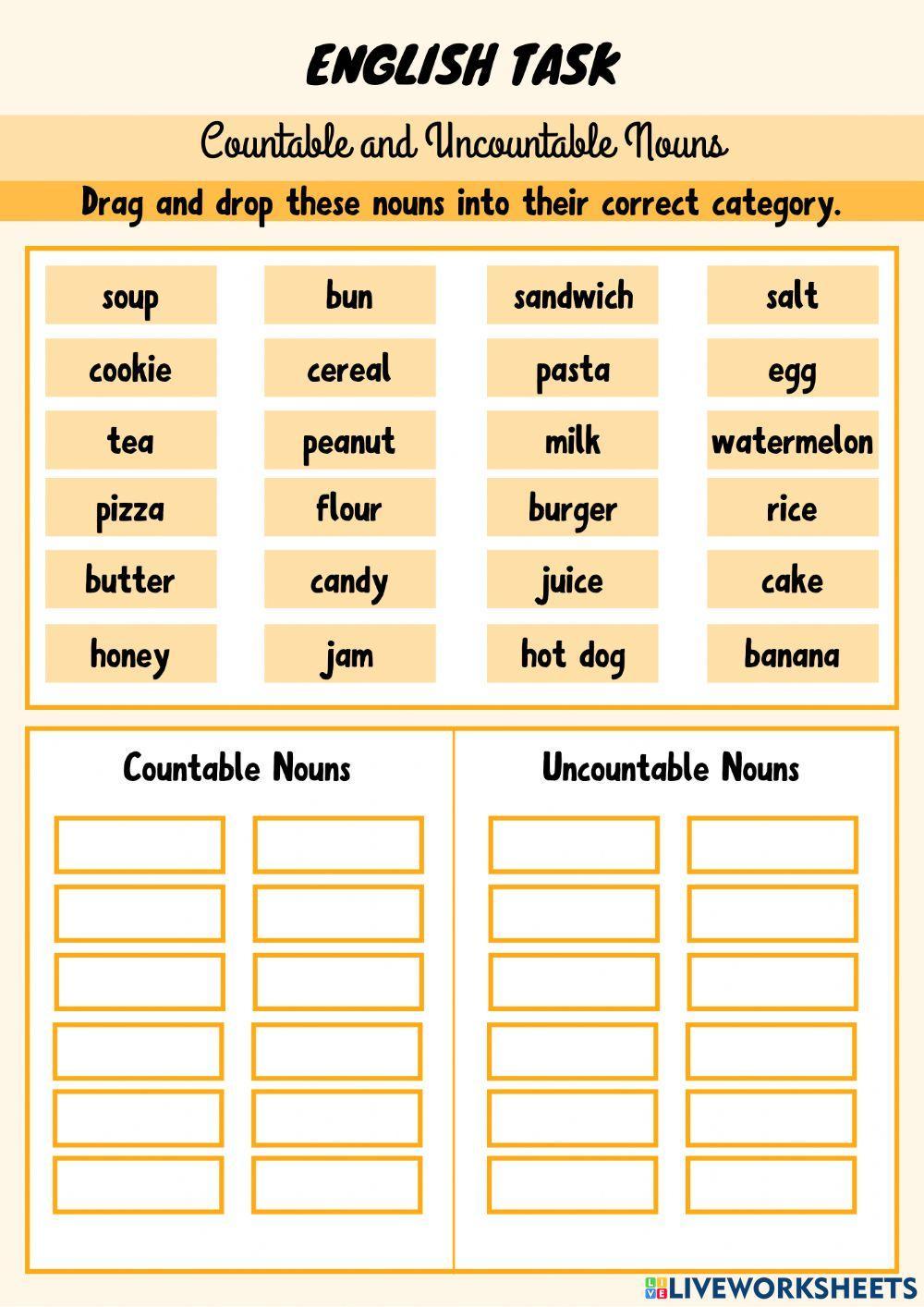 Countable and uncountable nouns