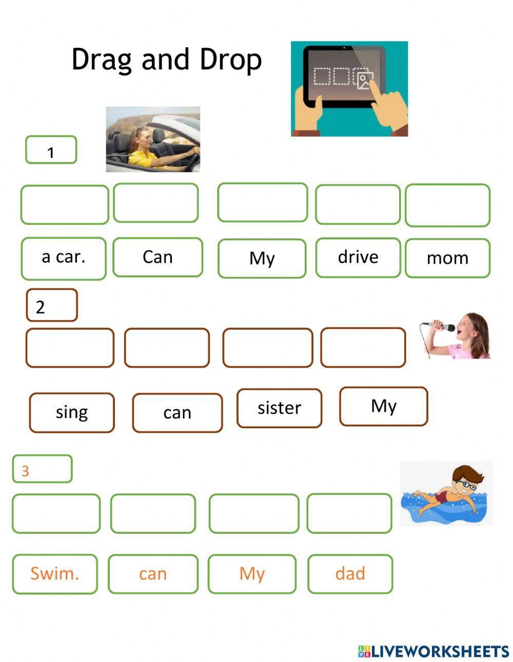 Can drag and drop worksheet Live Worksheets