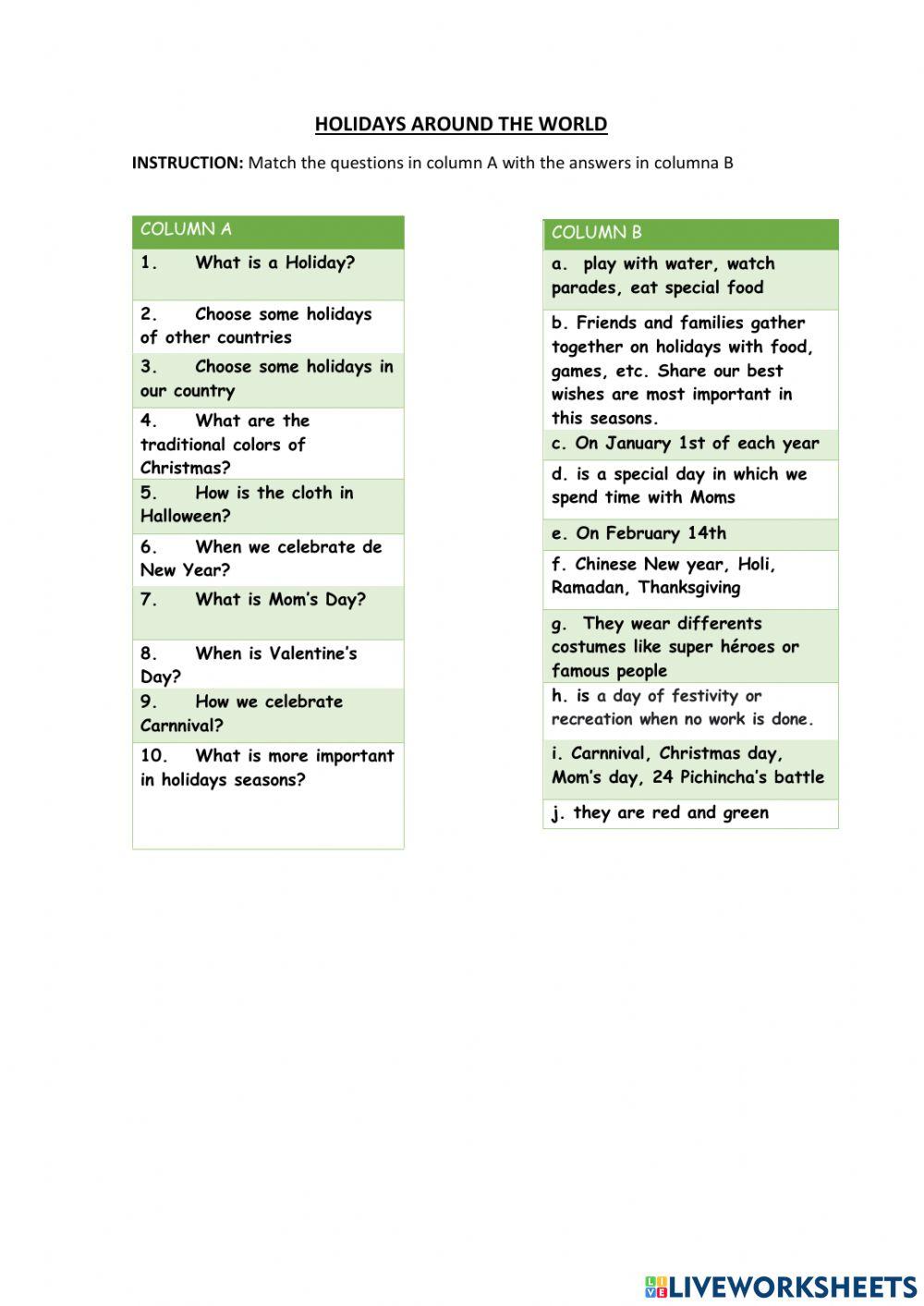 Holidays and special events