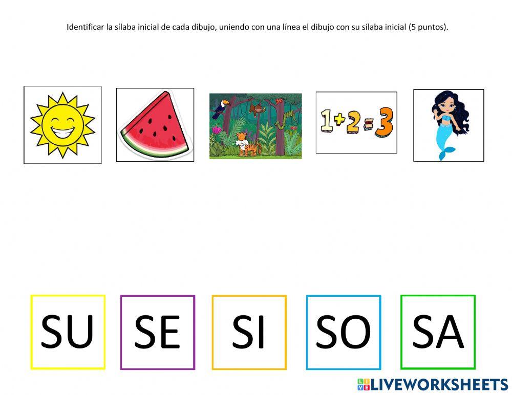 Ev lenguaje sílaba inicial letra S