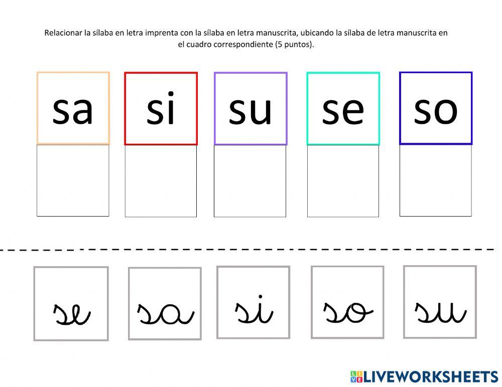 Ev lenguaje sílaba inicial letra S