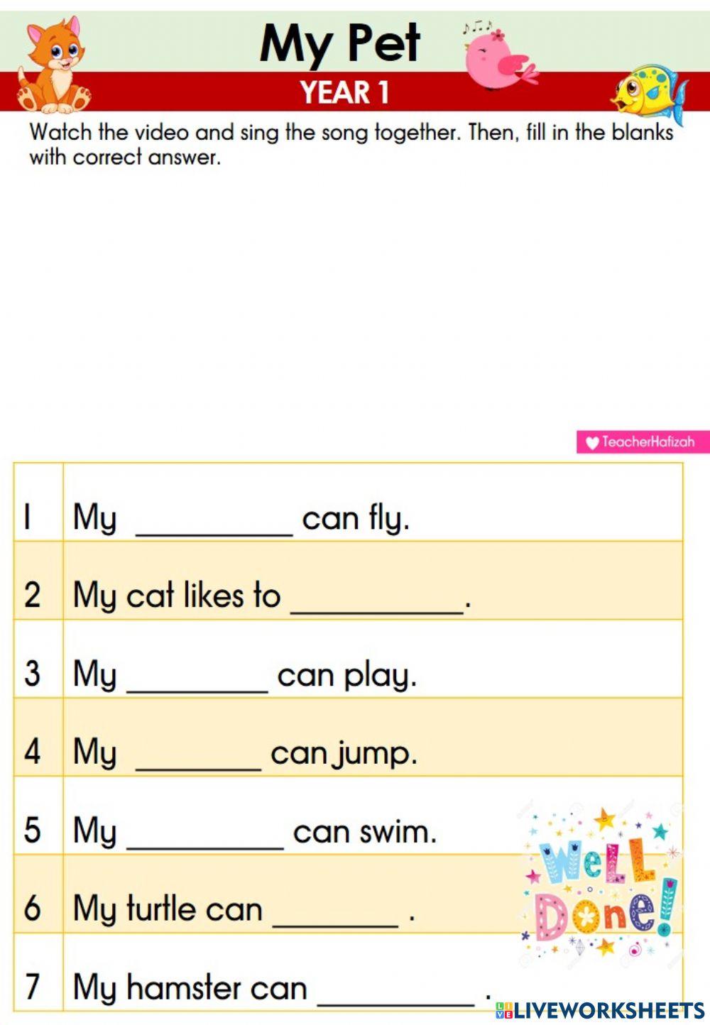 CEFR YEAR 1-  My Pet
