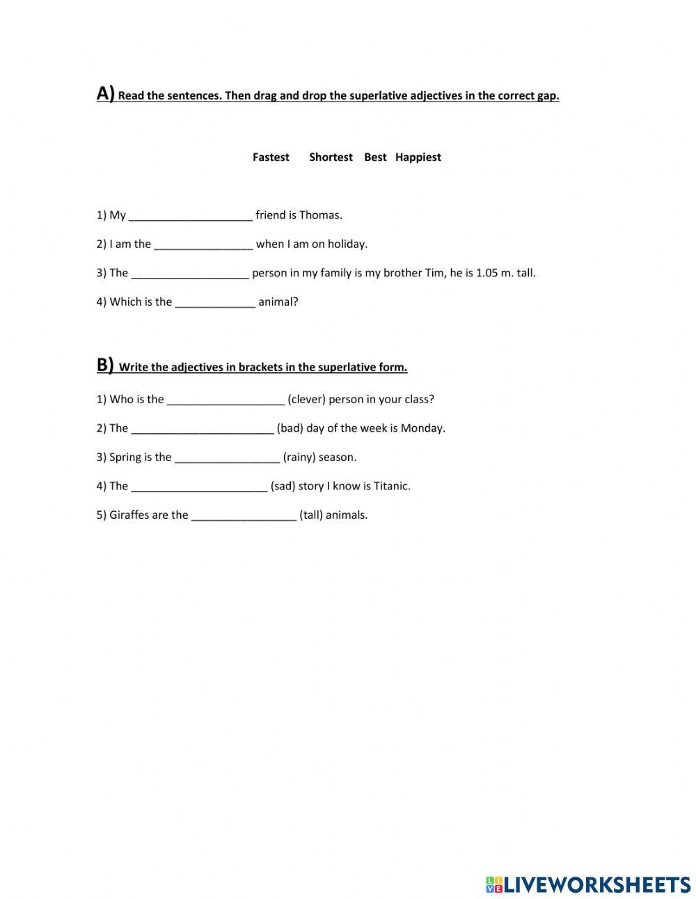 Superlative adjectives