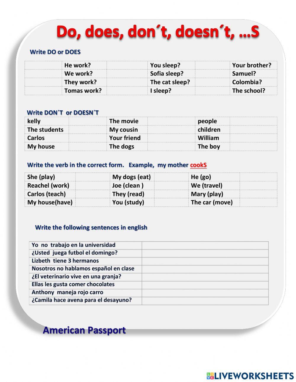 DO AND DOES, Amerpassport