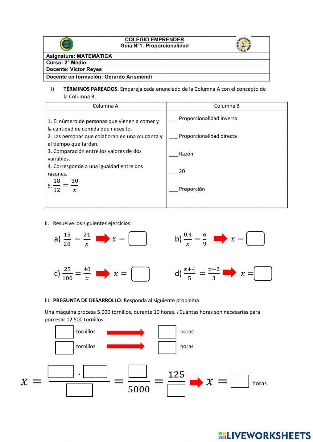 Guía N°1- Proporcionalidad
