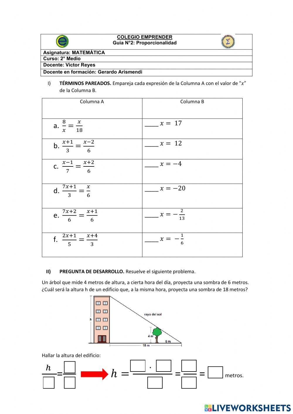 Guía N°2- Proporcionalidad