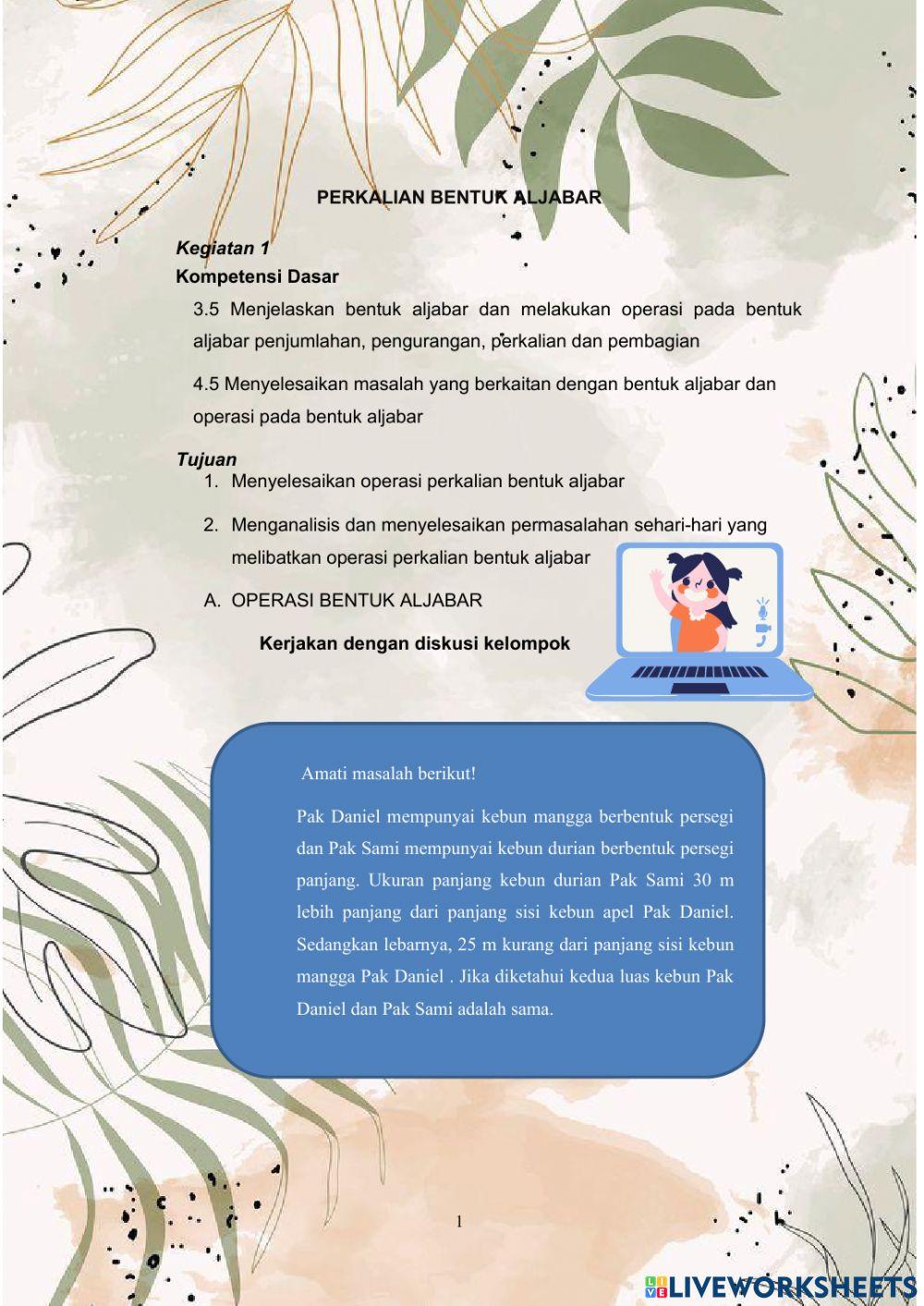 Lkpd perkalian aljabar