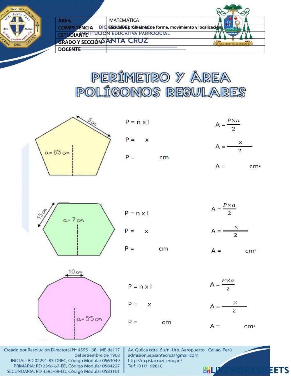 Perímetros y áreas de polígonos