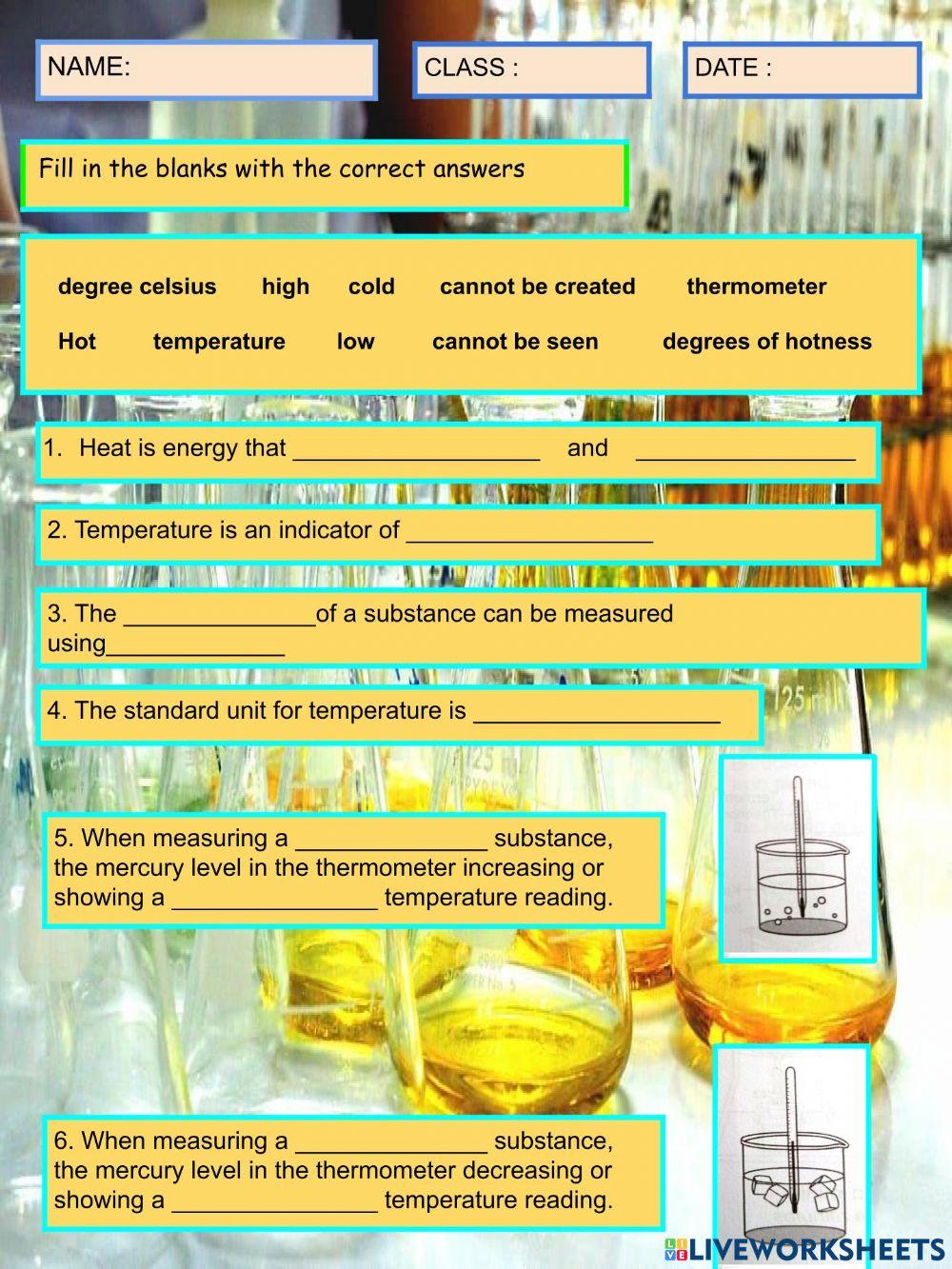 Heat And Temperature Class 7 Worksheet