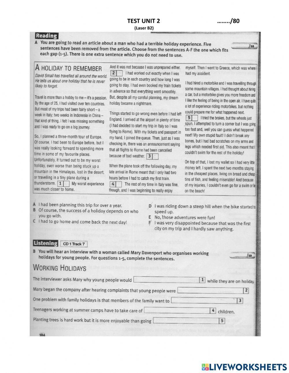 Laser B2- Test Unit 2