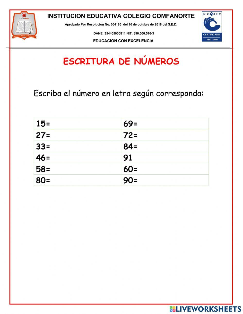 Escritura de números