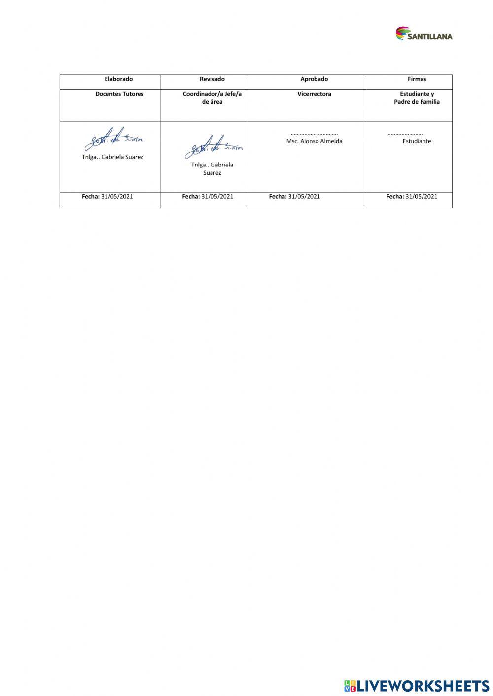 Evaluación Unidad 4 6to EGB