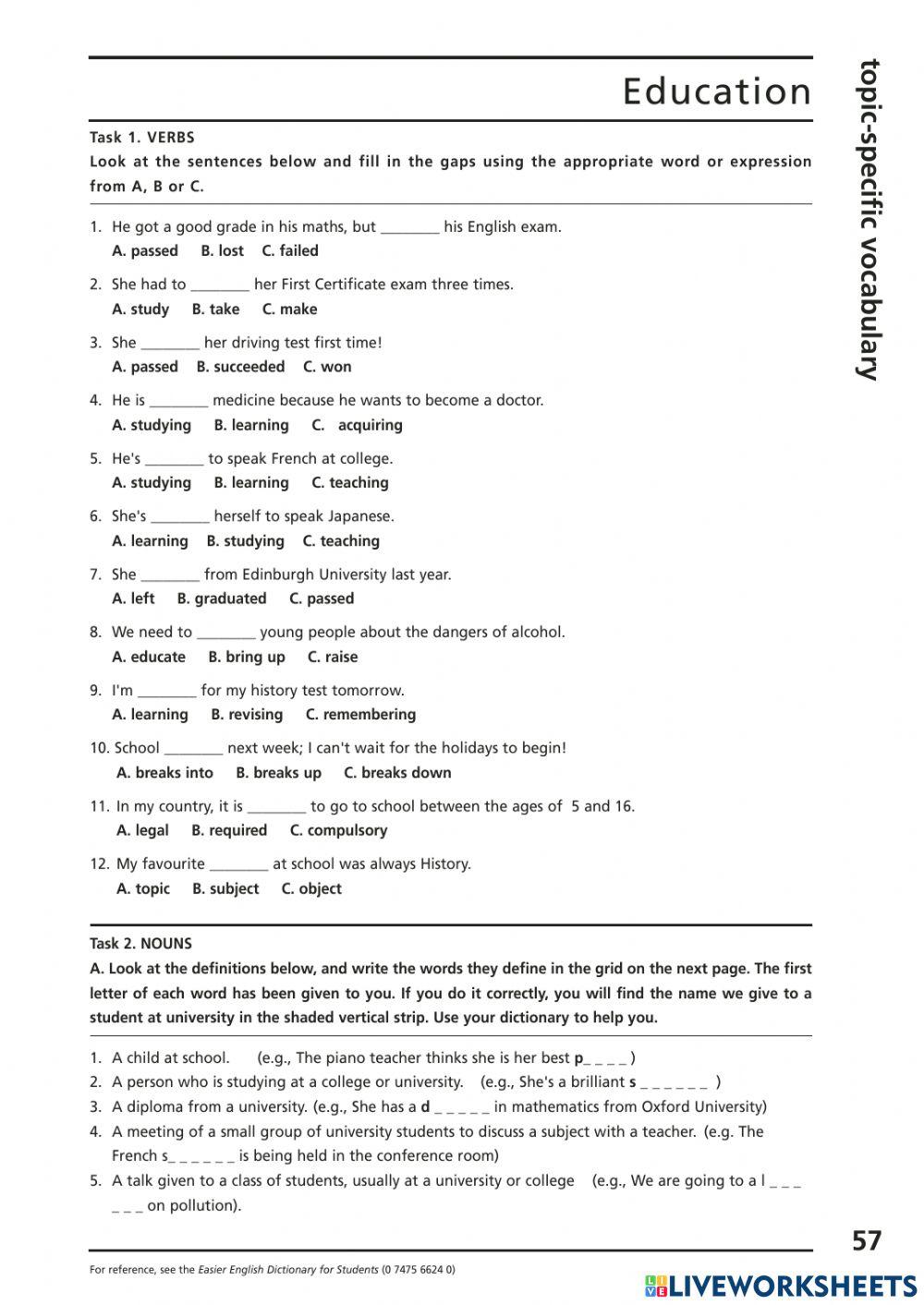 Vocabulary education