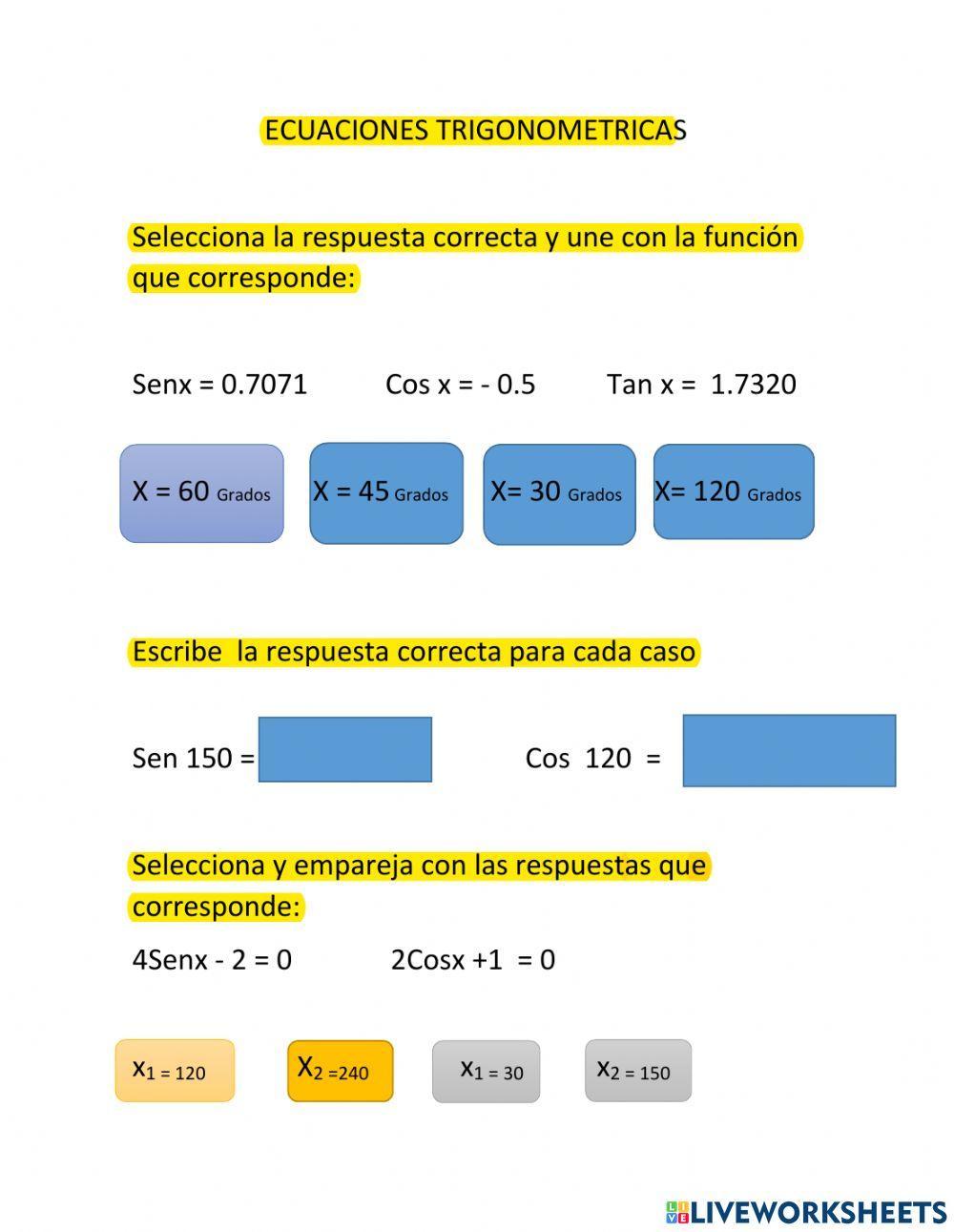 Ecuaciones trigonométricas i