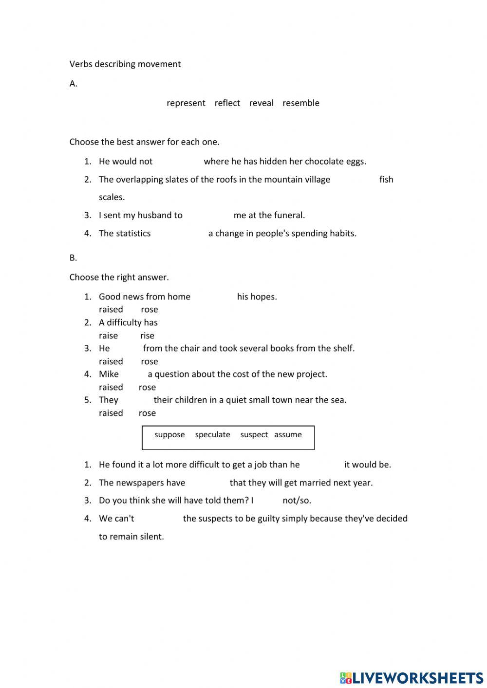 Verbs describing movement or sight 1