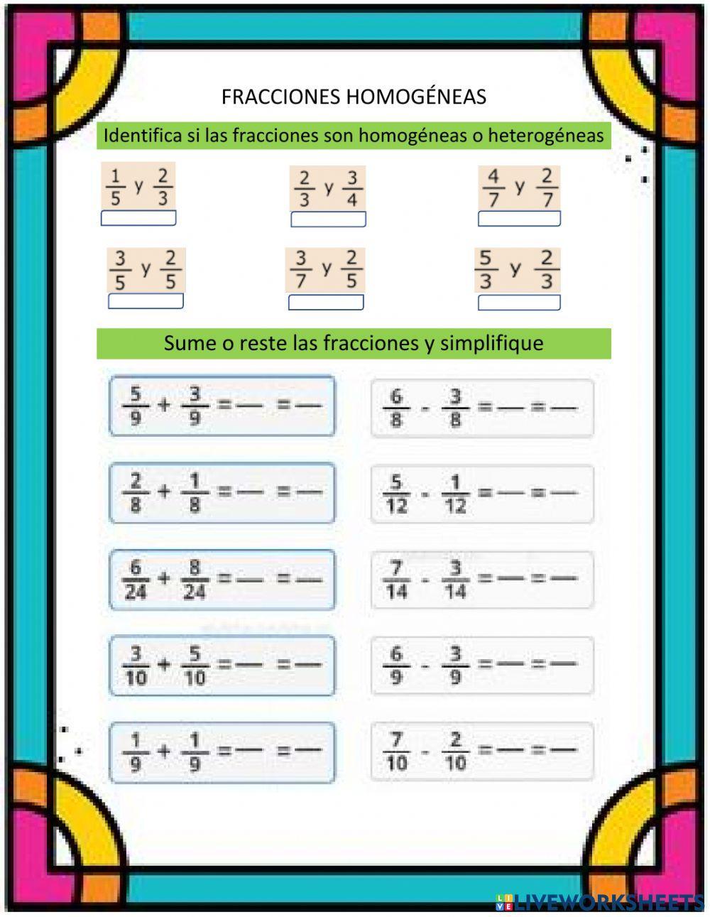 Fracciones homogéneas