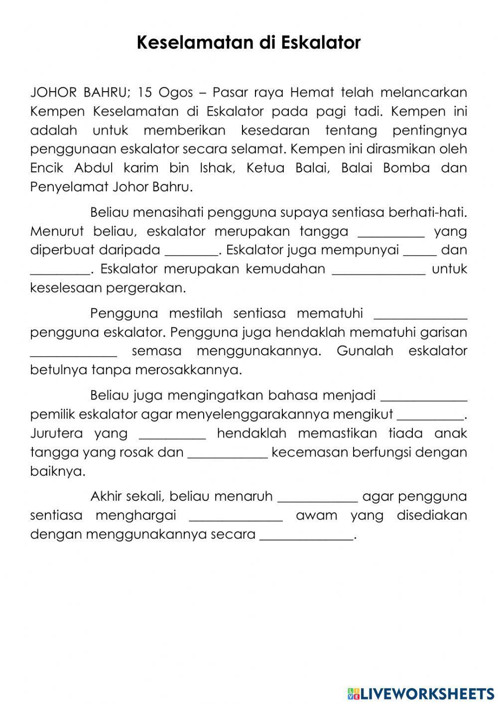 Keselamatan di Eskalator