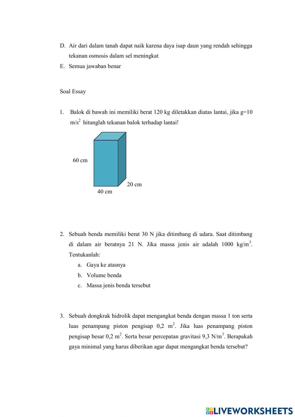 Tekanan Zat Dan Penerapannya dalam Kehidupan Sehari-hari
