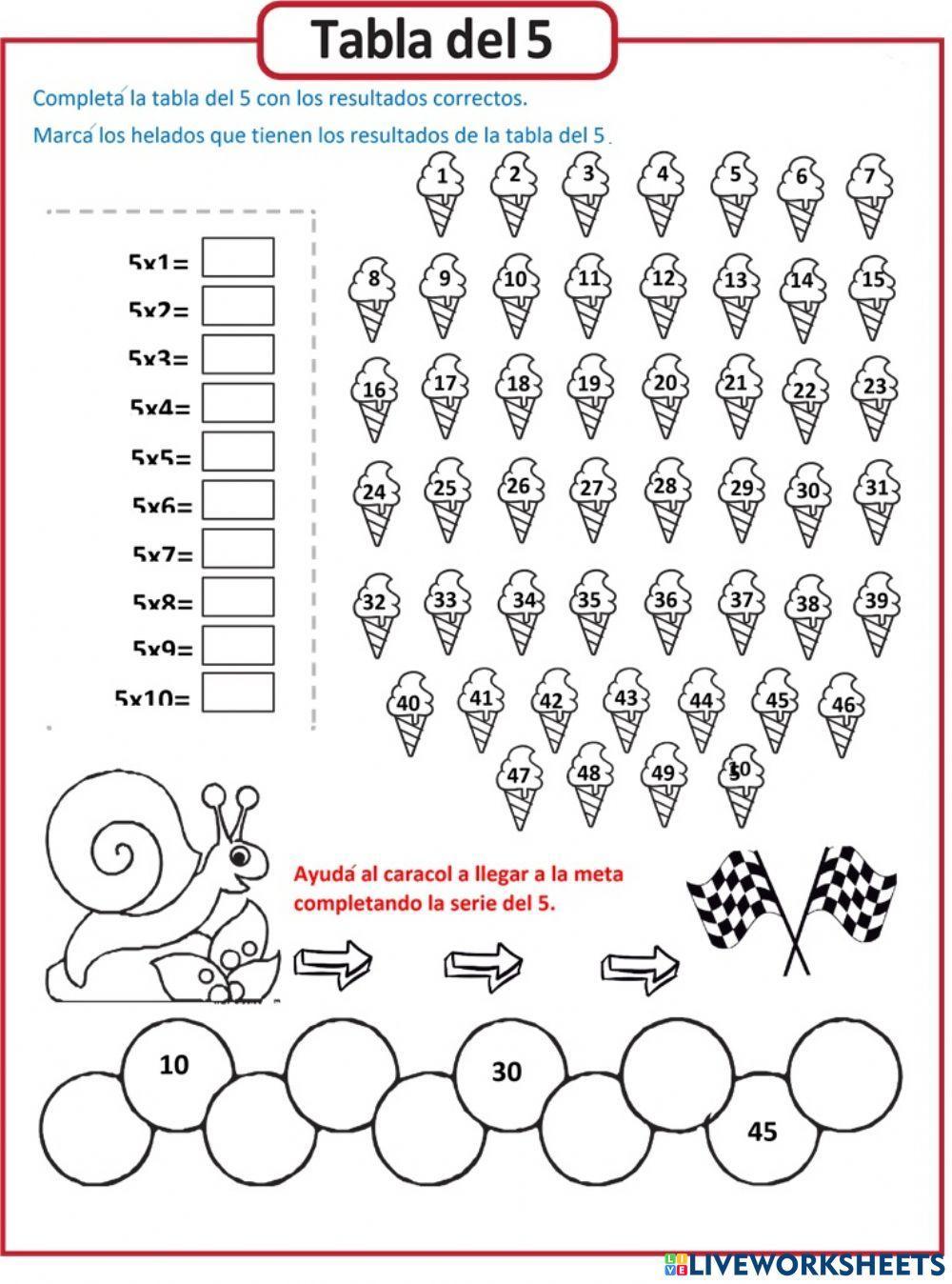 Sumando armamos la tabla del 5