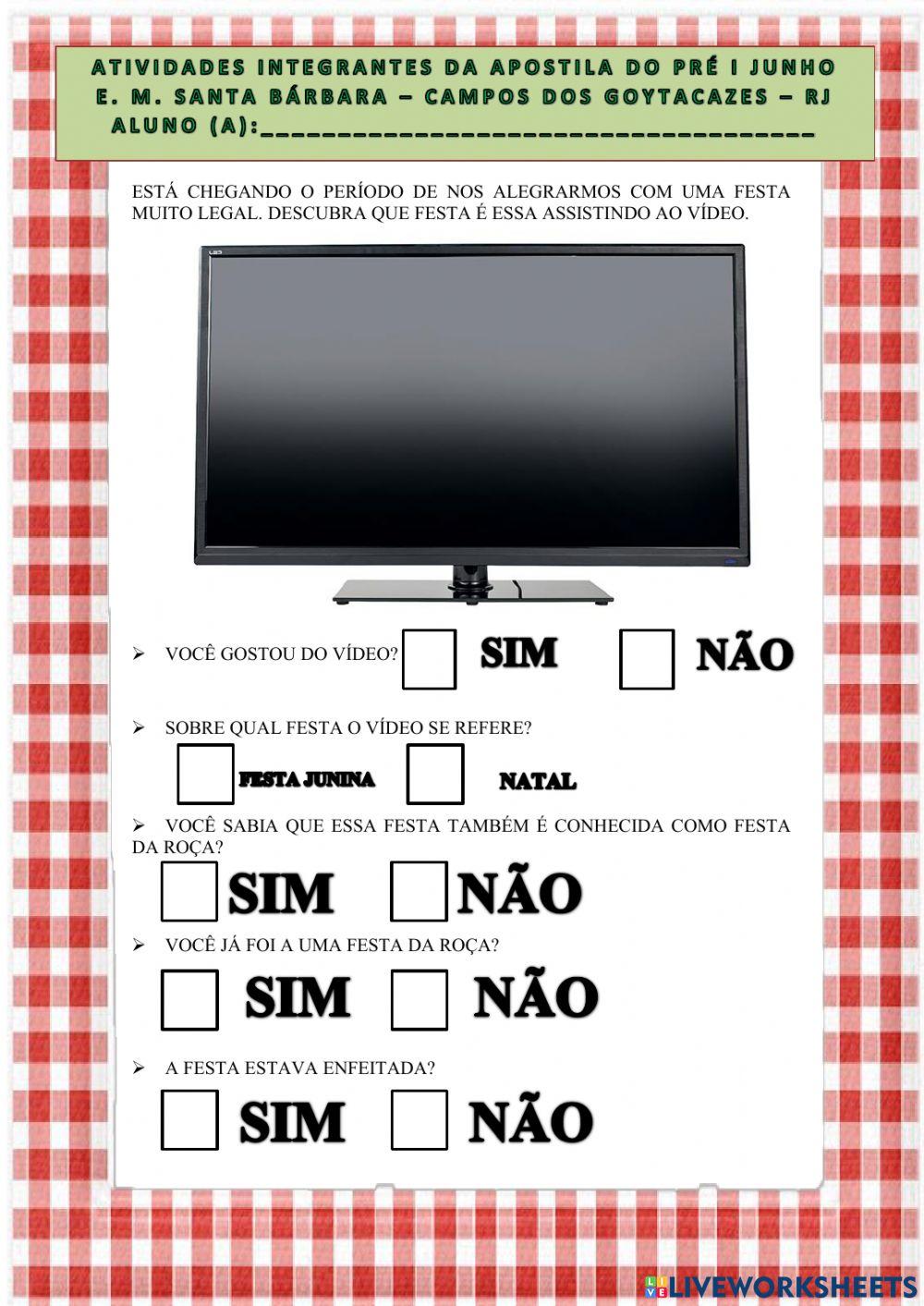 Atividades de festa junina