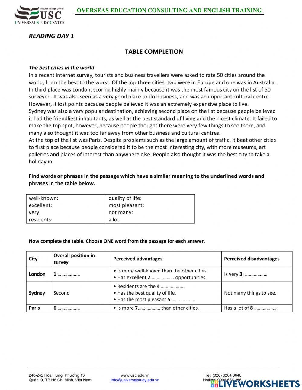 Ielts reading day 1 wb