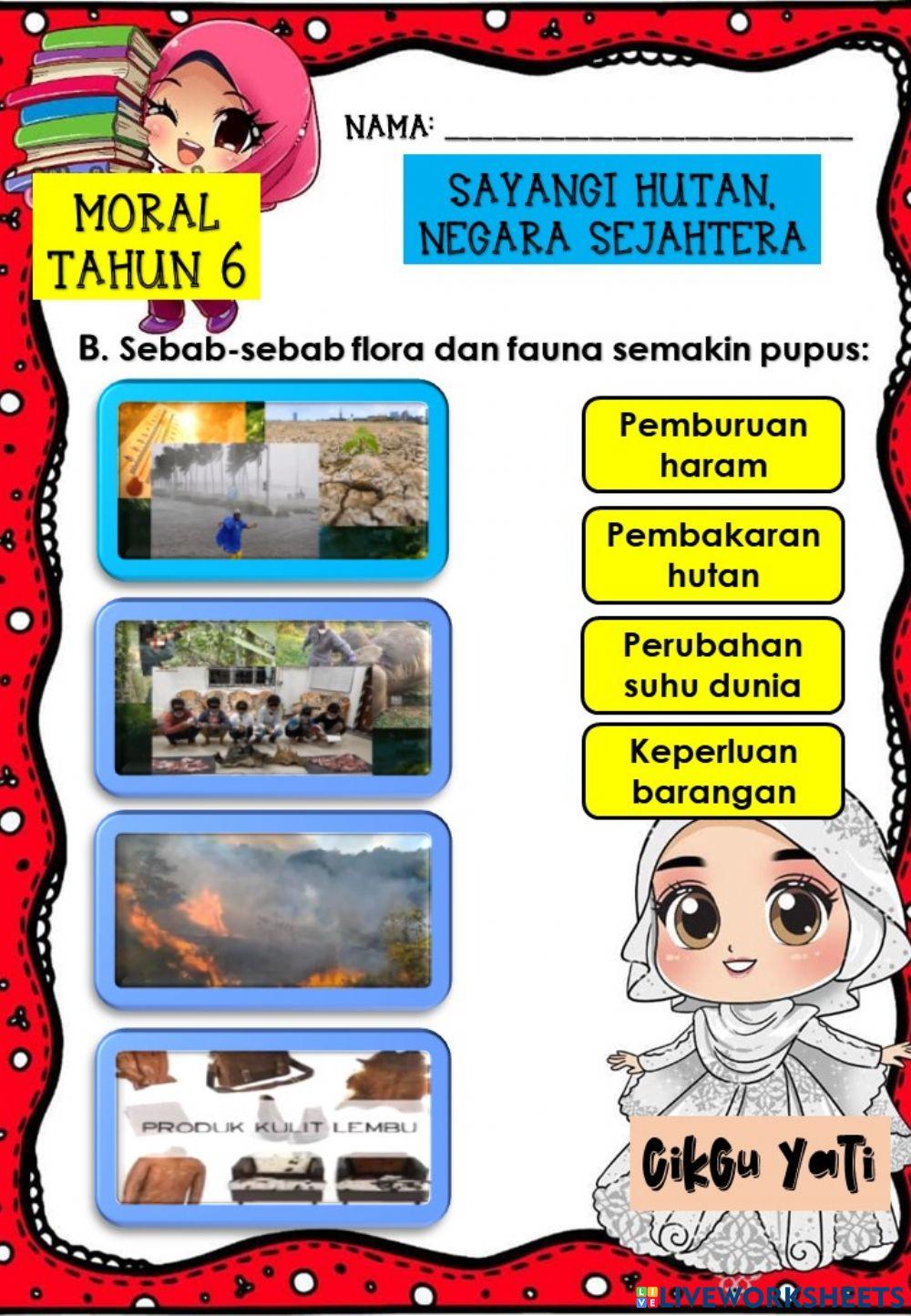 Moral Tahun 6 Unit 7 Sayangi Hutan (Set 2)