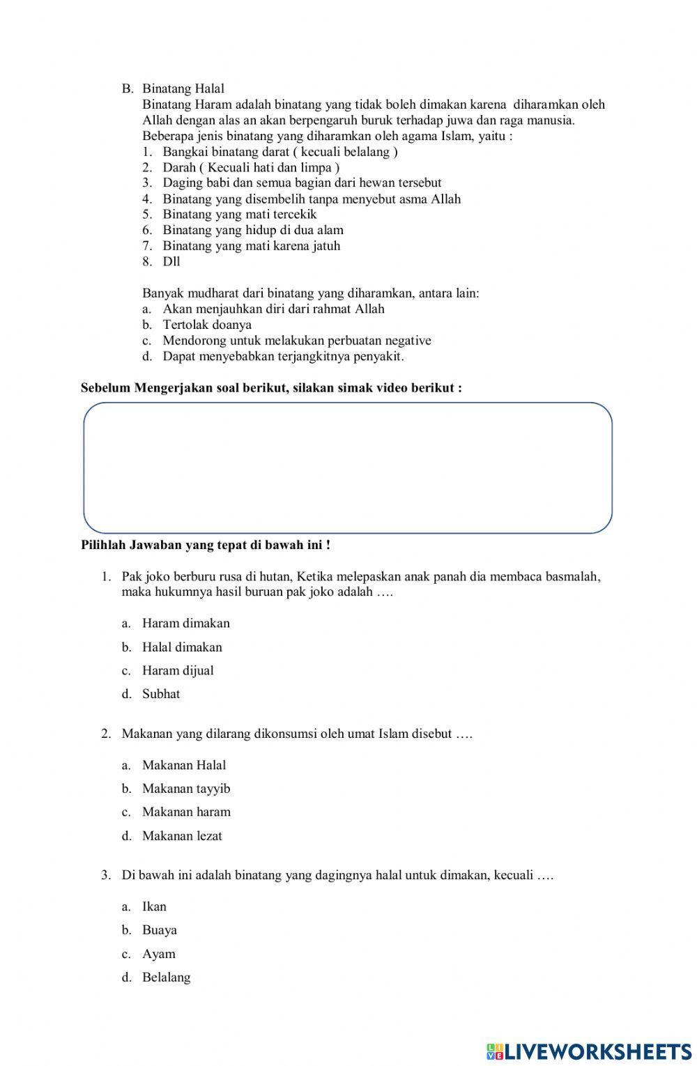 LKPD Binatang Halal dan Haram