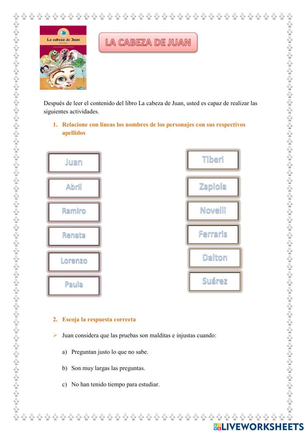 Lectura la cabeza de juan