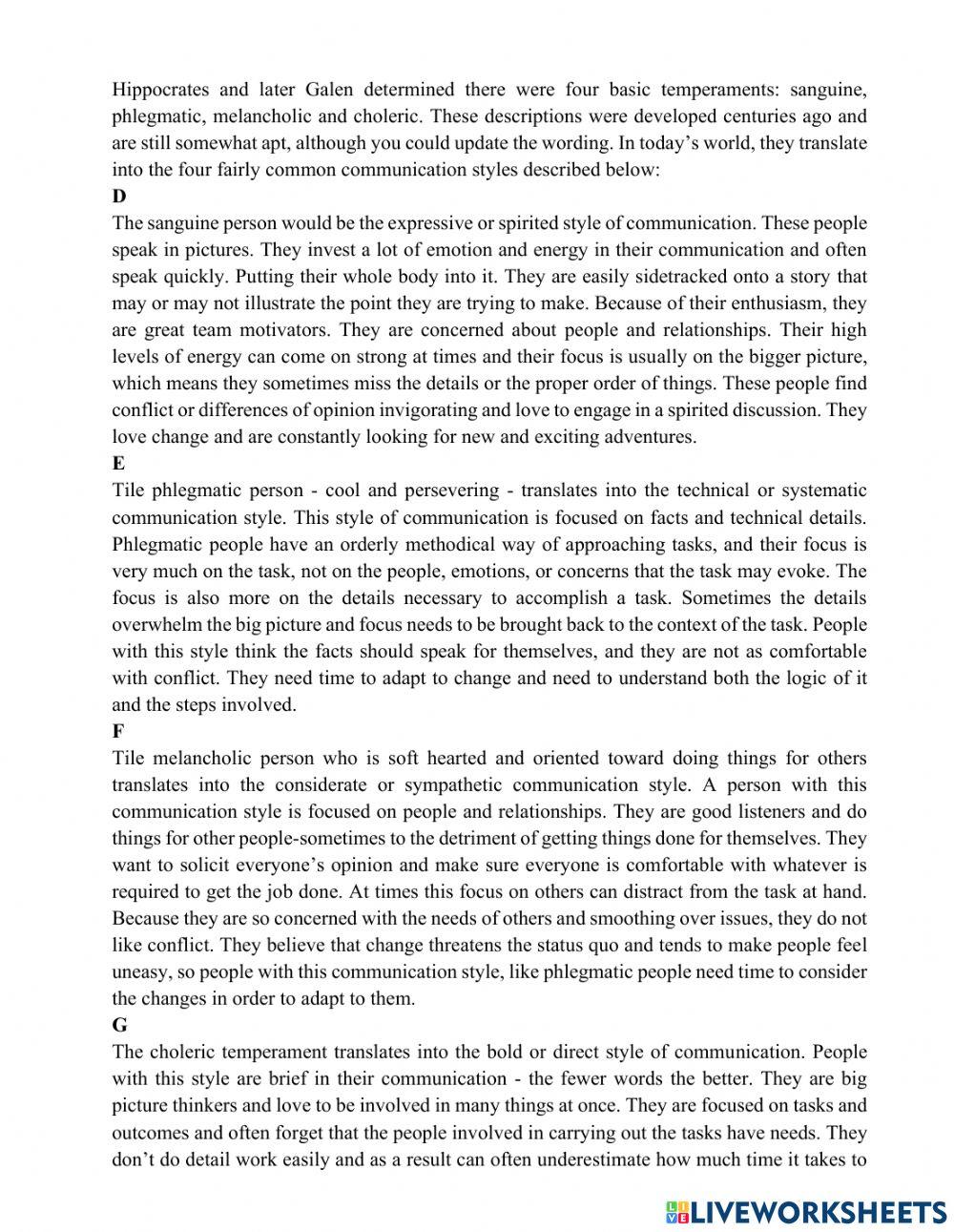 B2 - Communicating styles and conflict