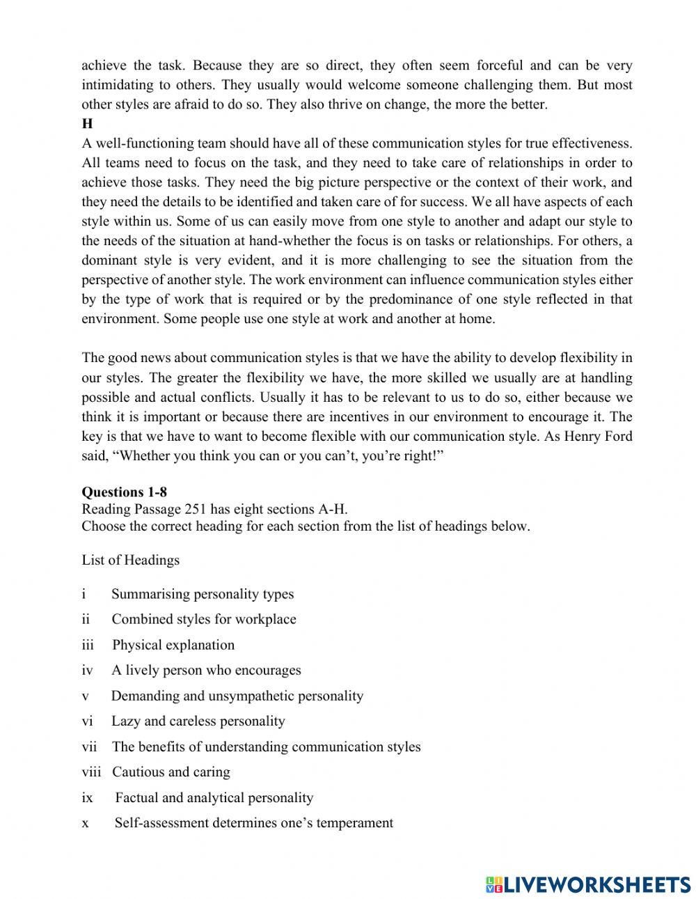 B2 - Communicating styles and conflict