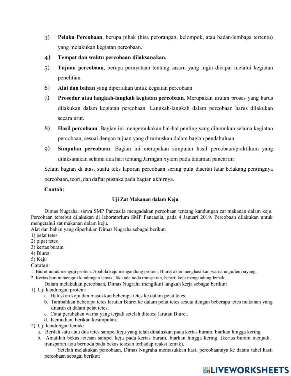 Lkpd struktur teks percobaan