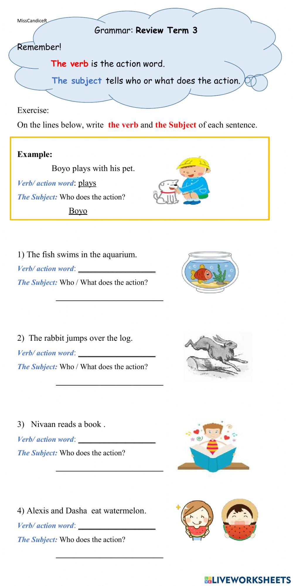 The Subject and verb The Subject and verb