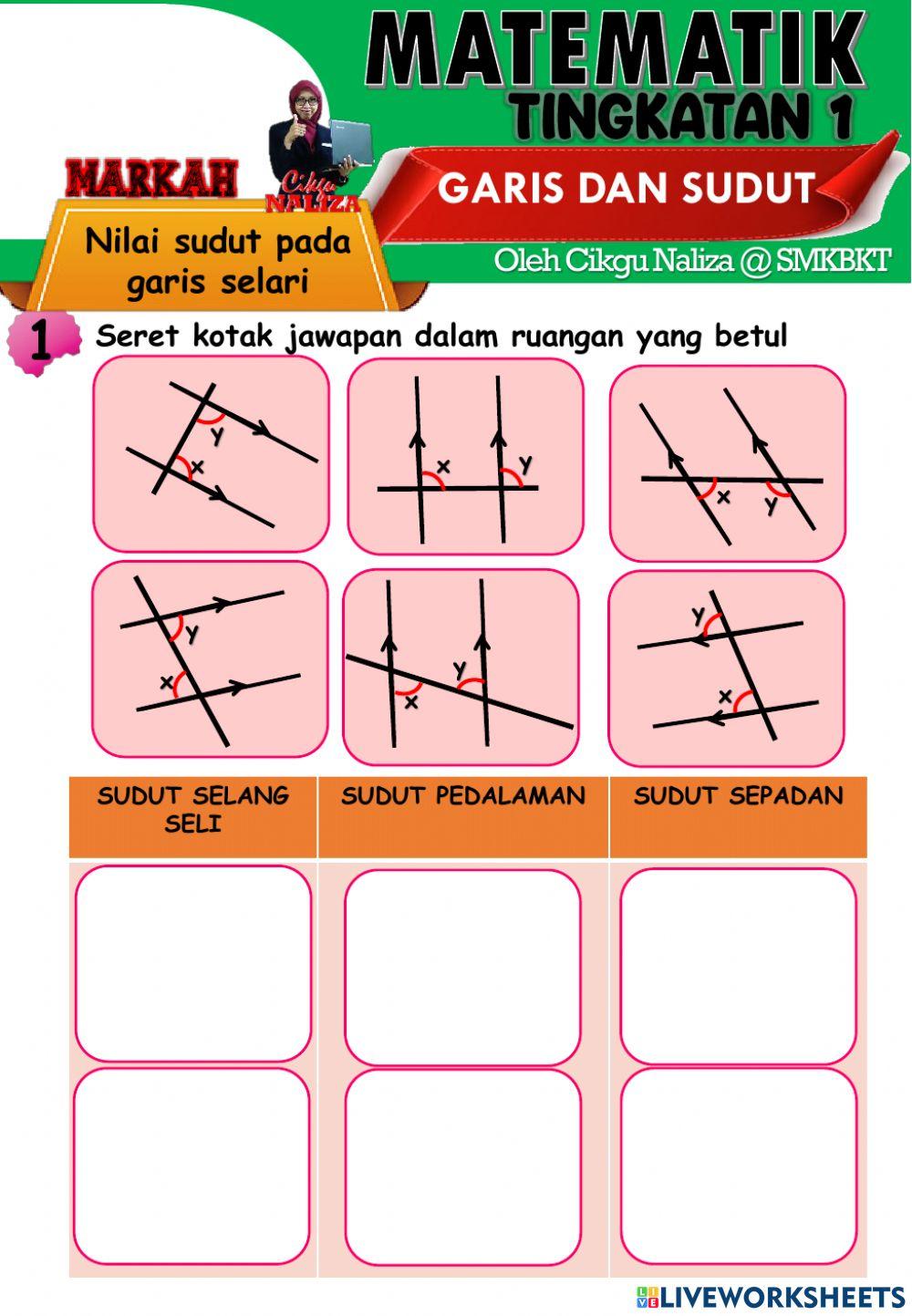 Sudut pada garis selari Sudut pada garis selari
