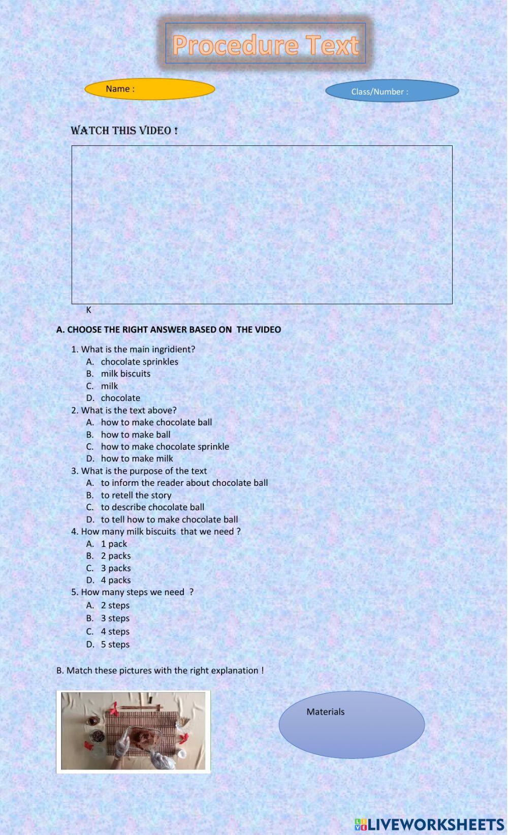 Procedure Text English language activity | Live Worksheets